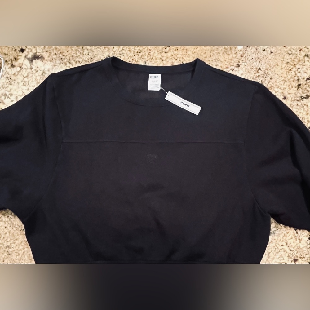 NWT PINK VS Ivy Fleece Yoke Seam Crewneck Sweatshirt - Picture 10 of 15